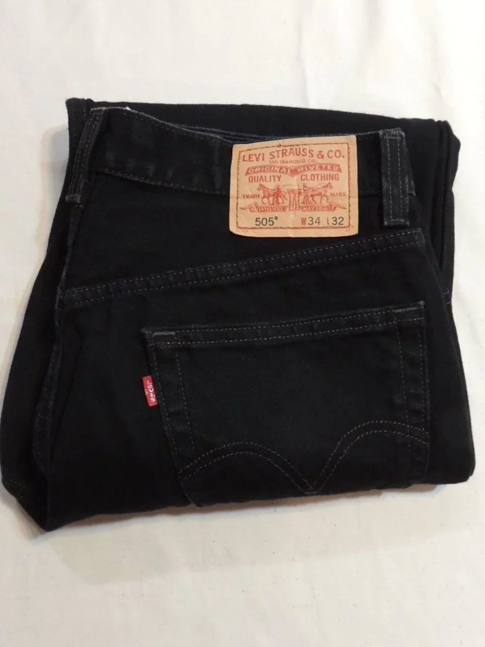 Levi 505 Jeans Y2K Men 34x32 Black Pockets Outdoor Travel Vintage Denim Jeans